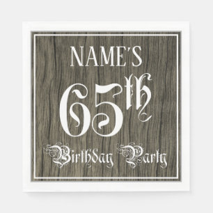 Serviette En Papier Fête du 65e anniversaire — Script fantaisie, Faux 