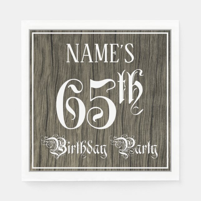 Serviette En Papier Fête du 65e anniversaire — Script fantaisie, Faux  (Devant)