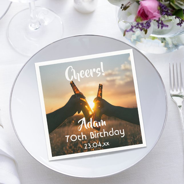 Serviette En Papier fête du 70e anniversaire applaudissent brasserie (Créateur téléchargé)