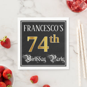 Serviette En Papier Fête du 74e anniversaire — Script fantaisie, Faux 