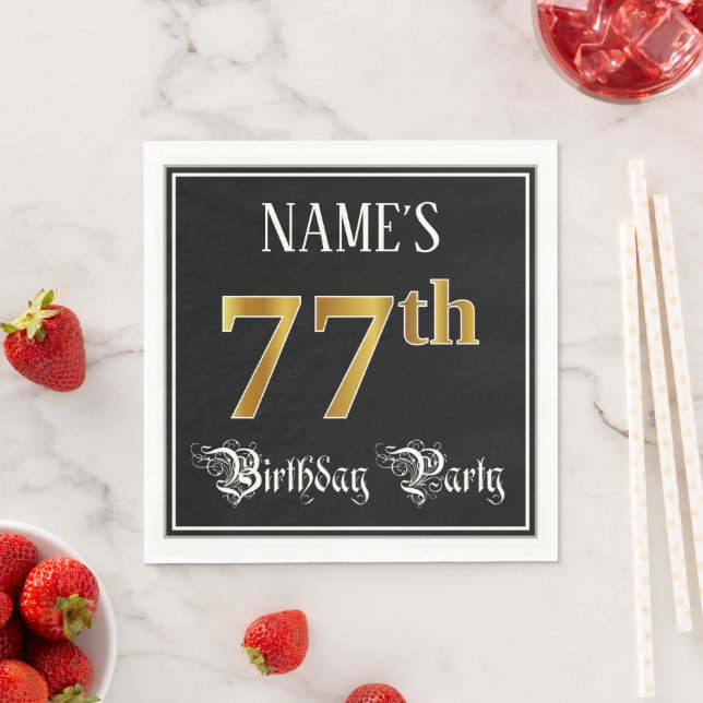 Serviette En Papier Fête du 77e anniversaire — Script fantaisie, Faux  (En situation)