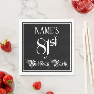 Serviette En Papier Fête du 81e anniversaire — Script fantaisie + N