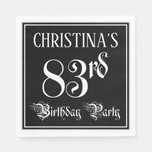 Serviette En Papier Fête du 83e anniversaire — Script fantaisie + Nom 
