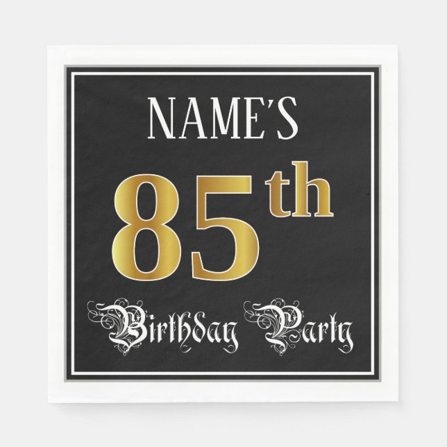 Serviette En Papier Fête du 85e anniversaire — Script fantaisie, Faux  (Devant)