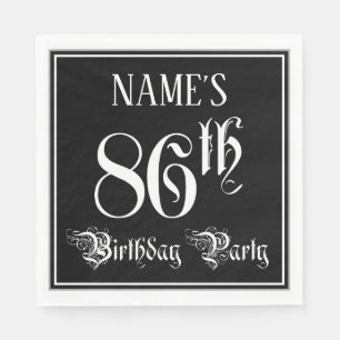 Serviette En Papier Fête du 86e anniversaire — Script fantaisie + Nom 