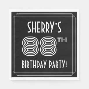 Serviette En Papier Fête du 88e anniversaire : Style Art Déco + Nom pe