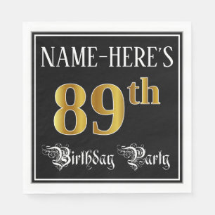 Serviette En Papier Fête du 89e anniversaire — Script fantaisie, Faux 