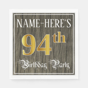 Serviette En Papier Fête du 94e anniversaire — Faux Gold & Faux Woo
