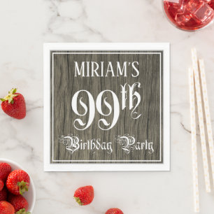 Serviette En Papier Fête du 99e anniversaire — Script fantaisie, Fa