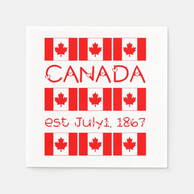 Serviette En Papier Fête du Canada 1er juillet 1867 Feuille d'érable D (Devant)