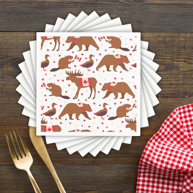 Serviette En Papier Fête du Canada Animaux canadiens (Créateur téléchargé)