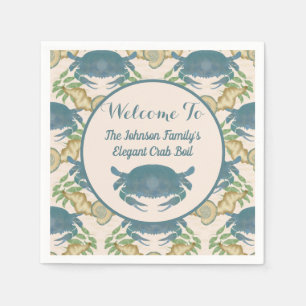 Serviette En Papier Fête du crabe Élégant Crabes bleus, Coquillages