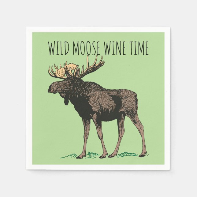 Serviette En Papier Fête du feu de camp de Vin de Moose sauvage (Devant)