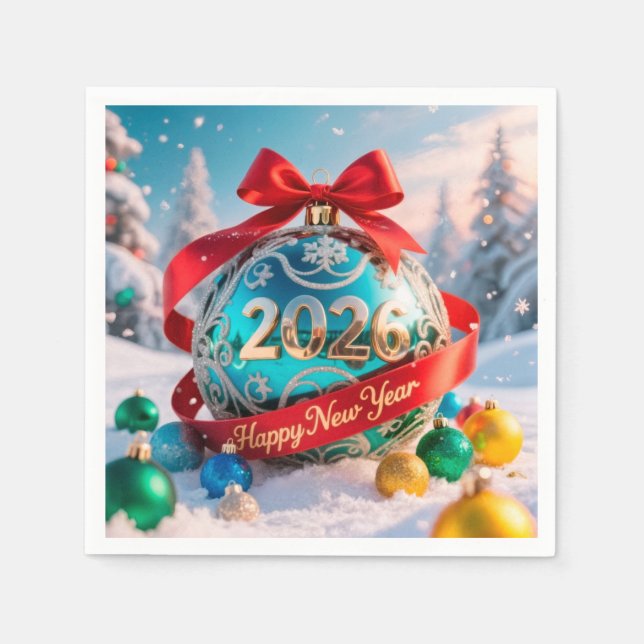 Serviette En Papier Fête du Nouvel An 2026 (Devant)