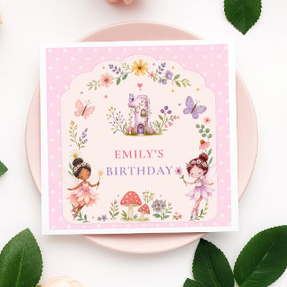 Serviette En Papier Fête du premier anniversaire de la fille violette