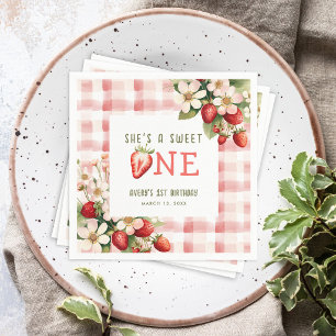 Serviette En Papier Fête du premier anniversaire de la fraise Berry