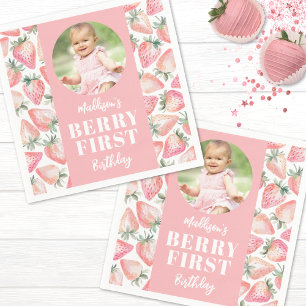 Serviette En Papier Fête du premier anniversaire Strawberry Berry Prem
