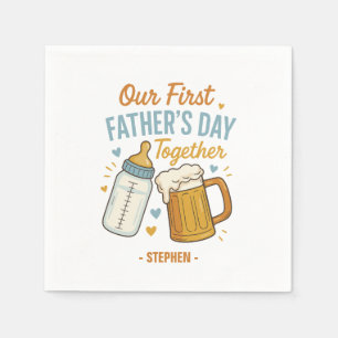 Serviette En Papier Fête du Premier Père ensemble - Bière et Bouteille