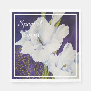 SERVIETTE EN PAPIER FÊTE ÉLÉGANTE AU GLADIOLE BLANC