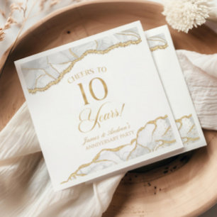 Serviette En Papier Fête élégante de 10 ans d'anniversaire de mariage