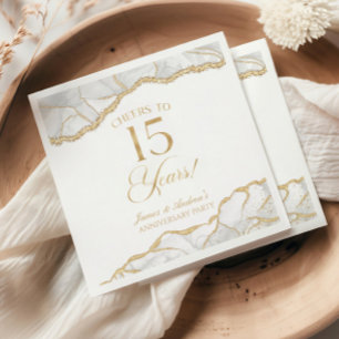 Serviette En Papier Fête élégante de 15 ans d'anniversaire de mariage
