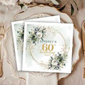 Serviette En Papier Fête élégante de 60 ans d'anniversaire de bohème a