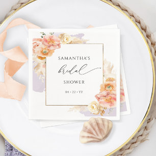 Serviette En Papier Fête élégante de mariage avec des fleurs de pêche