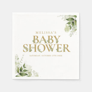 Serviette En Papier Fête élégante de verdure dorée pour bébé
