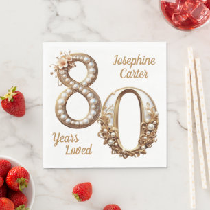 Serviette En Papier Fête élégante pour 80 ans
