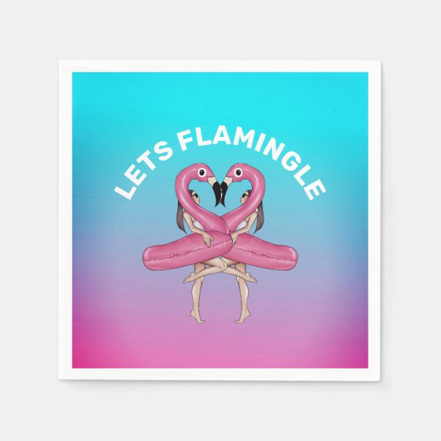 Serviette En Papier Fête Flamingle Float Ombré Rose Carré Pape (Devant)