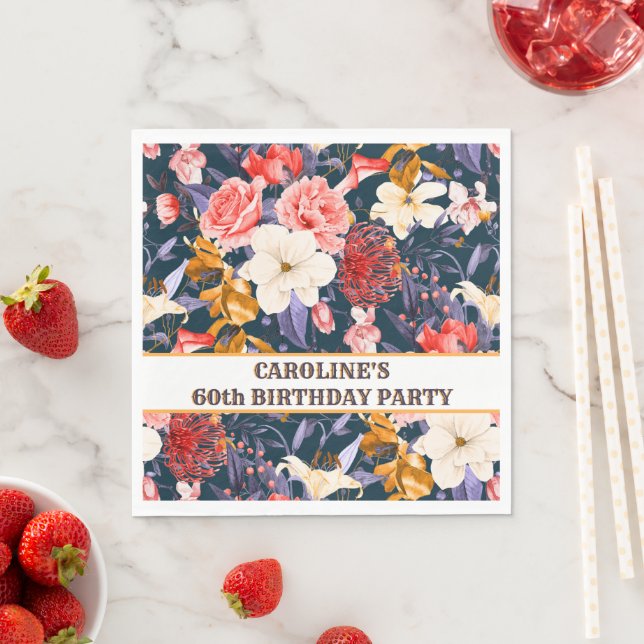 Serviette En Papier Fête Florale Bohème Élégante (En situation)
