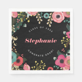 Serviette En Papier Fête Florale Moderne de graduation personnalisée