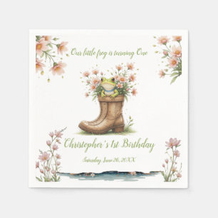 Serviette En Papier Fête Froggie 1er anniversaire personnalisée