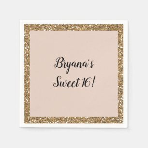 Serviette En Papier Fête Glamour Douce 16 Moderne Rose Gold Pailleté M