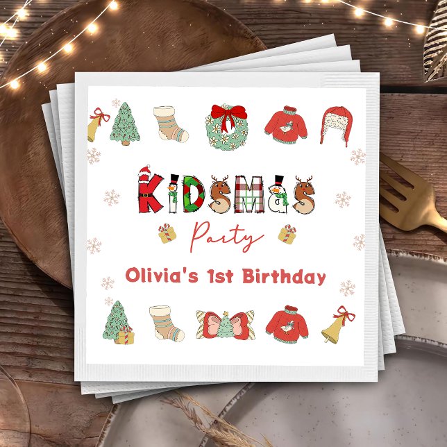 Serviette En Papier Fête Kidsmas hiver Noël Anniversaire serviettes (Créateur téléchargé)