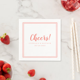 Serviette En Papier Fête Mariage minimal moderne Coral