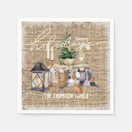 Serviette En Papier Fête moderne aquarelle ferme Noël
