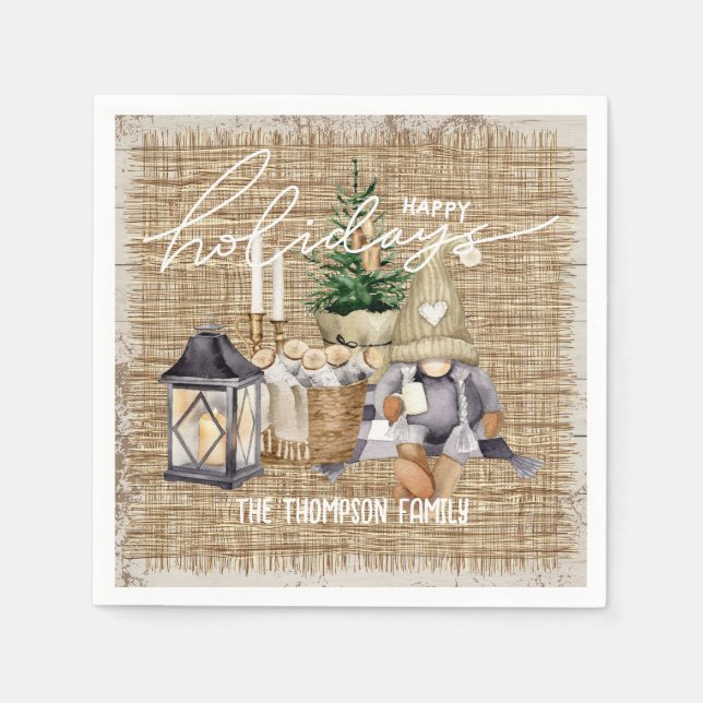 Serviette En Papier Fête moderne aquarelle ferme Noël (Devant)