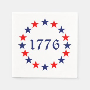 Serviette En Papier Fête patriotique 1776 rouge blanc bleu étoiles
