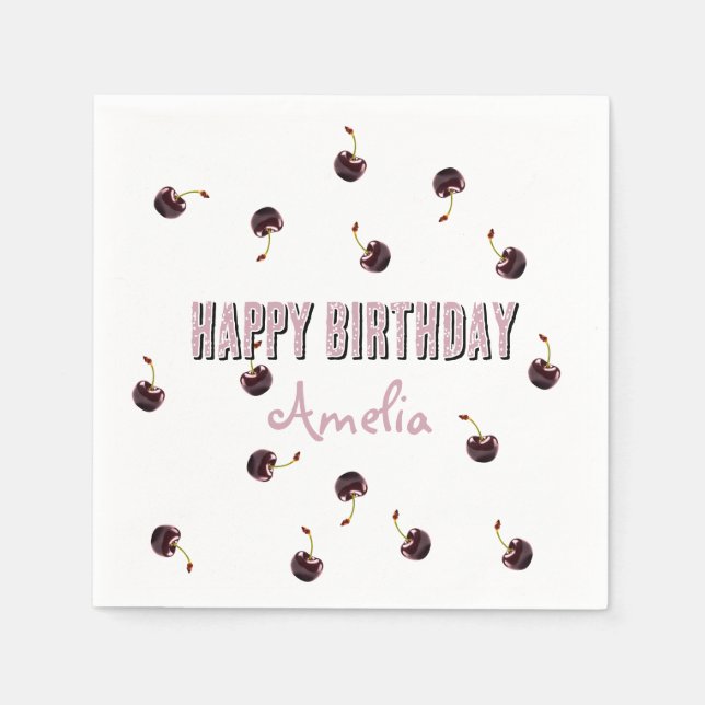 Serviette En Papier Fête Personnalisée Dark Cherry (Devant)