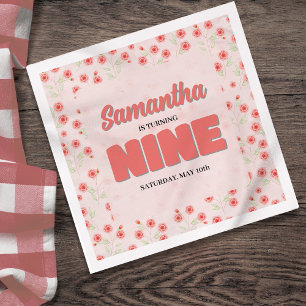 Serviette En Papier Fête personnalisée pour une fille de neuvième anni