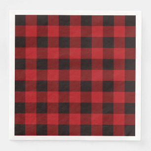 Serviette En Papier fête plaid rouge de bûcheron rustique d'hiver