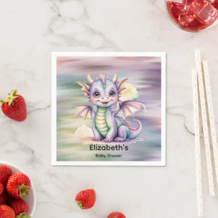 Serviette En Papier Fête Prénatale Bébé Dragon Fantasy Pastel
