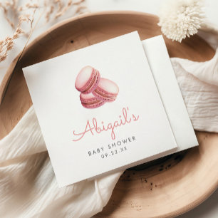Serviette En Papier Fête Prénatale Bébé Fille Cookies Macaron Aquarell
