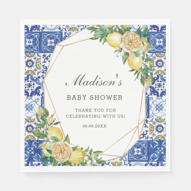 Serviette En Papier Fête prénatale de mariage de naissance Méditerrané (Devant)