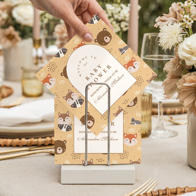 Serviette En Papier Fête Prénatale des Animaux de la Forêt Douillette (Créateur téléchargé)