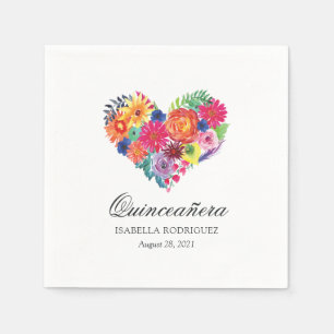 Serviette En Papier Fête Quinceañera Florale Aquarelle