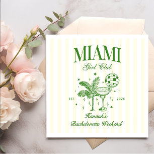Serviette En Papier Fête rétro moderne verte et jaune de Miami Bach