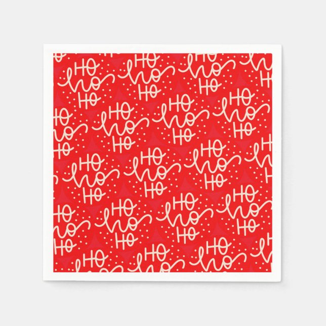 Serviette En Papier Fête rouge Ho Ho Ho Noël (Devant)