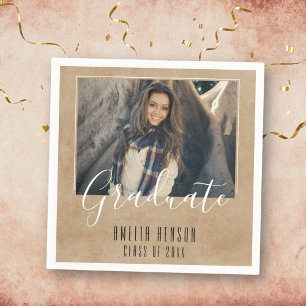 Serviette En Papier Fête Rustique Beige Graduate Photo